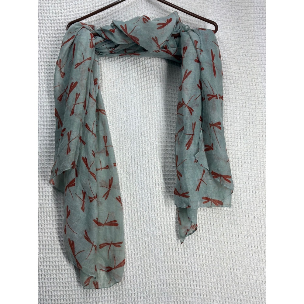Cottagecore Womens Unbranded Dragonfly Print Scarf OS Sage Green Red